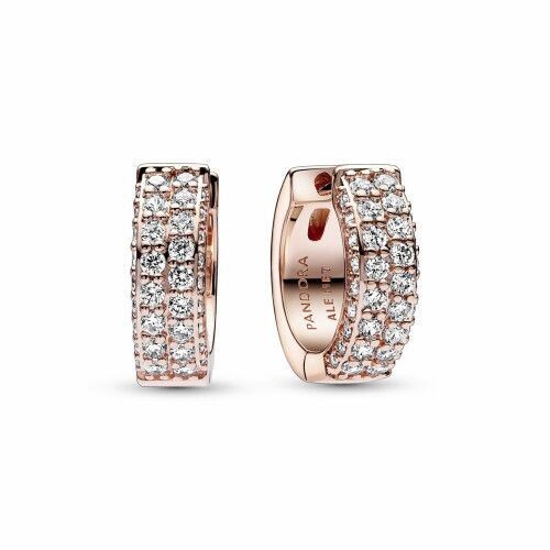Pendientes de Aro Fila Doble en Pavé
