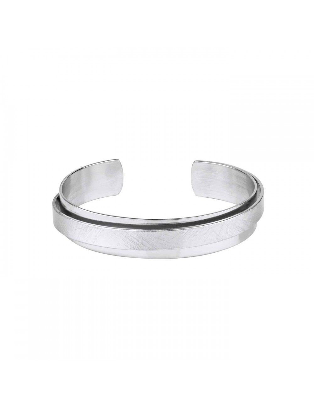 Pulsera Vidal&Vidal Mujer Rígida Abierta Baño Plata Textura rayada y lisa