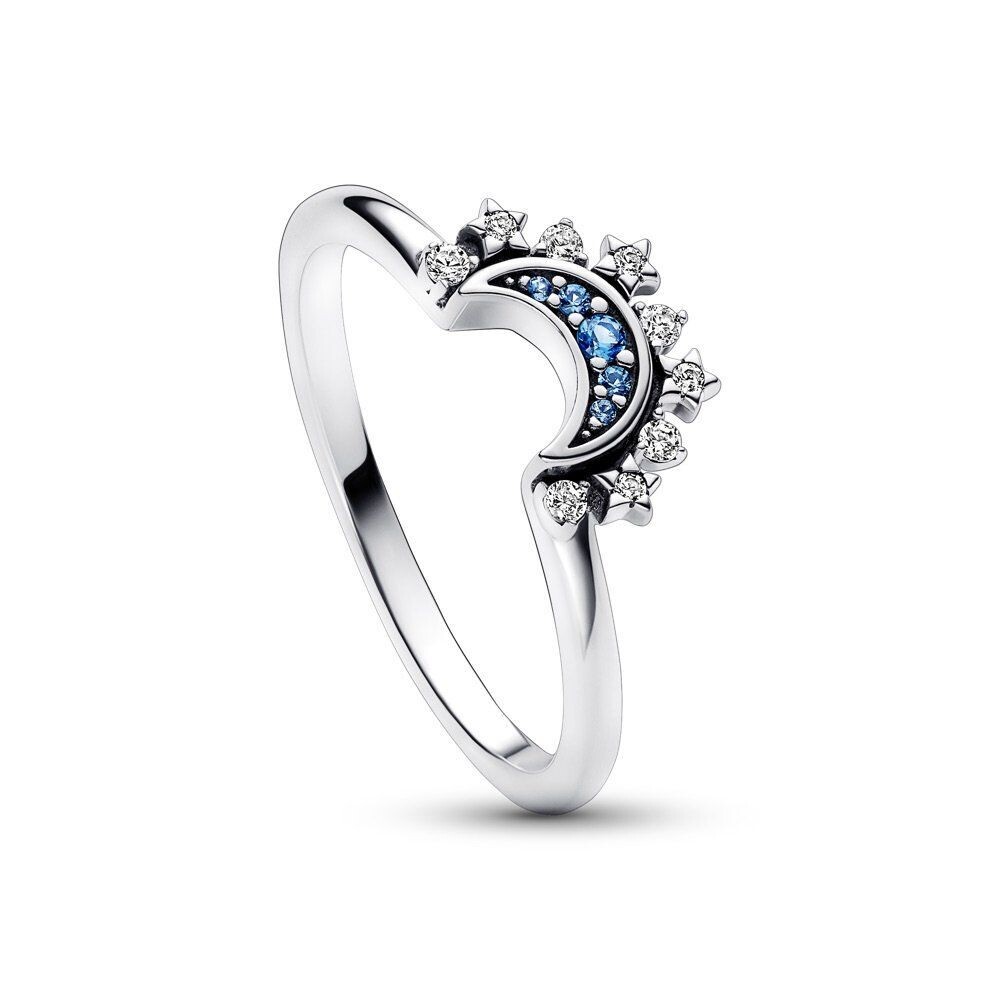 Anillo Pandora Luna Celestial Azul