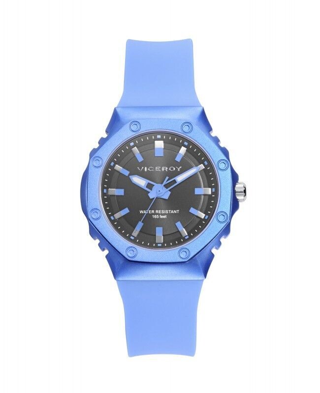 Reloj de mujer con caja de aluminio y correa de silicona azul