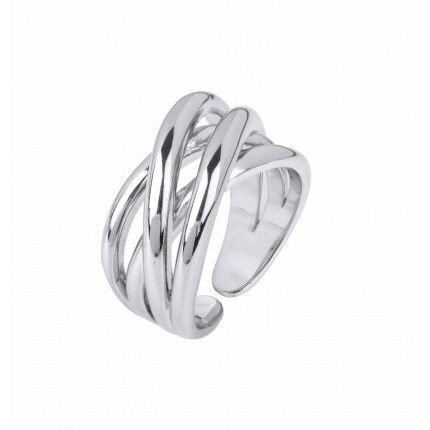 Anillo Vidal&Vidal Mujer 4 Tiras Cruzadas Baño Plata