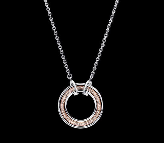 Collar Pandora  Logo y Pavé en Dos Tonos