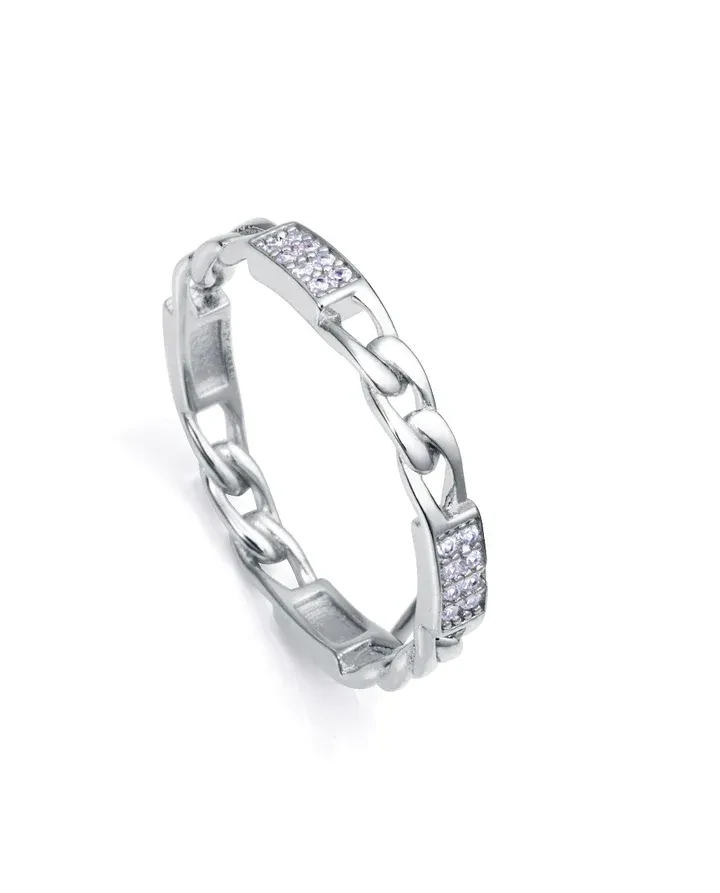 Anillo viceroy  Clásica de plata de ley con baño de rodio con circonitas blancas