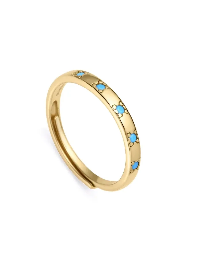 Anillo viceroy  Trend de plata de ley con baño de oro y circonitas en color azul