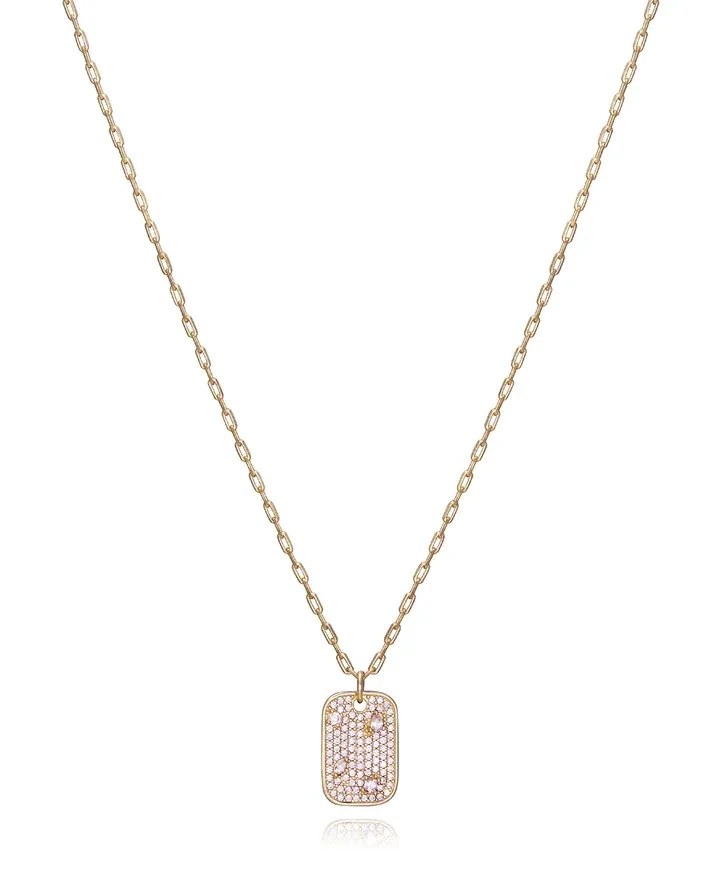 Collar VICEROY  Elegant de plata de ley con baño de oro y placa colgante con circonitas blancas