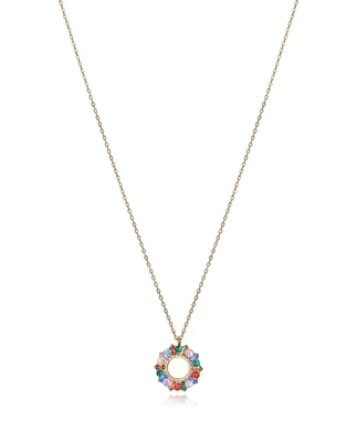Collar VICEROY  Elegant de plata de ley con baño de oro, colgante de aro con circonitas de colores