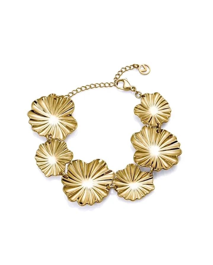 Pulsera VICEROY Chic de acero Ip dorado, con placas de flores