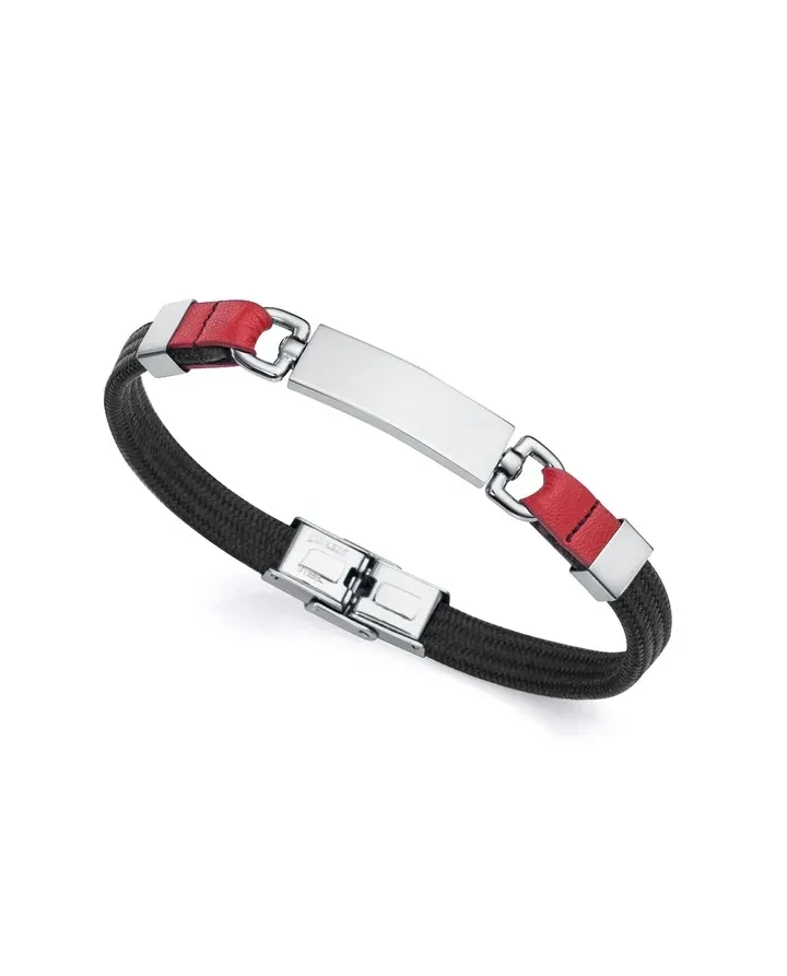Pulsera VICEROY  Magnum de nailon negro y piel rojo con motivo en acero