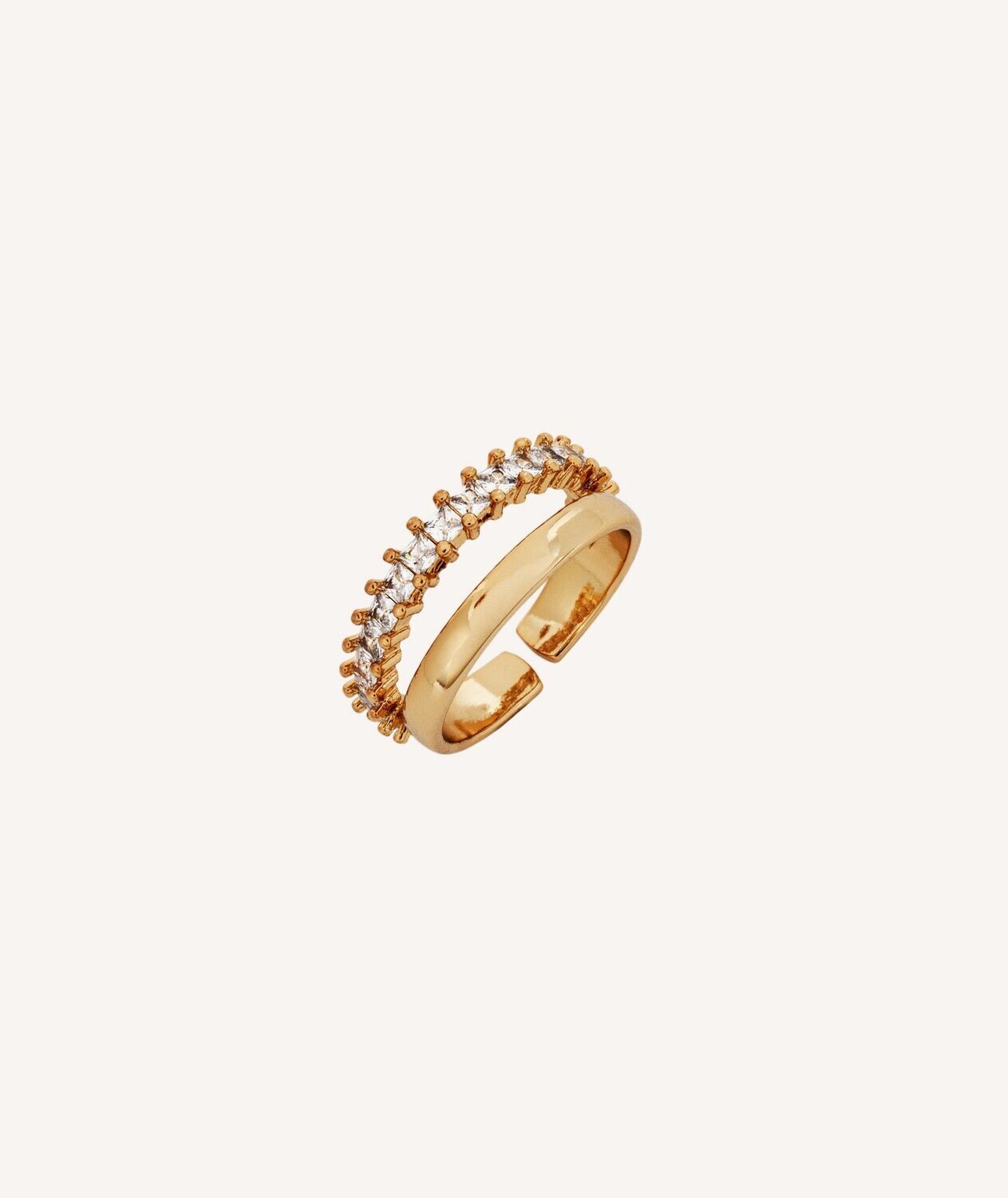 ANILLO VIDAL&VIDAL THELMA CHAPADO ORO 18 KT DOBLE TIRA LISA Y CIRCONITAS