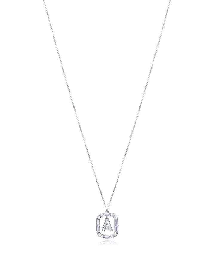 Collar viceroy  Elegant de plata de ley con baño de rodio y circonitas blancas, colgante letra A