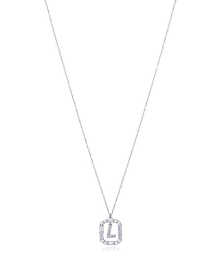 Collar viceroy Elegant de plata de ley con baño de rodio y circonitas blancas , colgante letra L