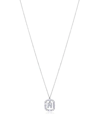Collar viceroy Elegant de plata de ley con baño de rodio y circonitas blancas , colgante letra N