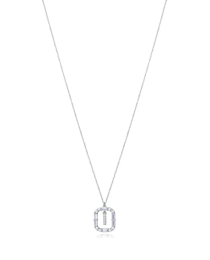 Collar viceroy Elegant de plata de ley con baño de rodio y circonitas blancas , colgante letra I