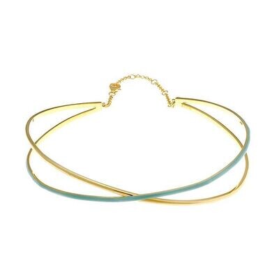 Collar Choker Salvatore Kaleido Líneas Cruzadas Lisa y Esmalte Menta