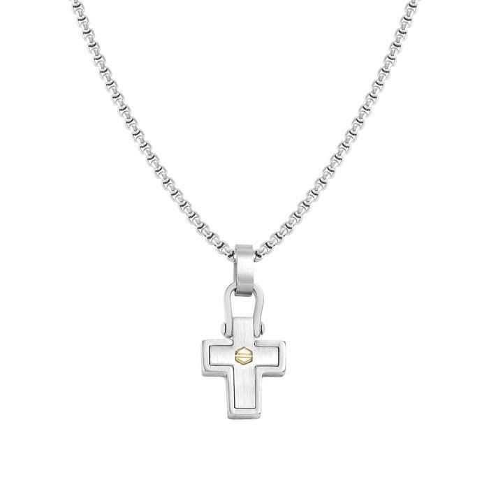 Collar Nomination Manvision Cruz Acero Bicolor Hombre