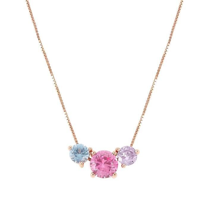 Gargantilla Nomination Colour Wave Plata Baño Rosa y 3 Circonitas Multicolo