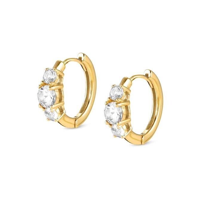 Pendientes Nomination Colour Wave Mujer Aro Plata Baño Oro Amarillo y Circonitas Blancas