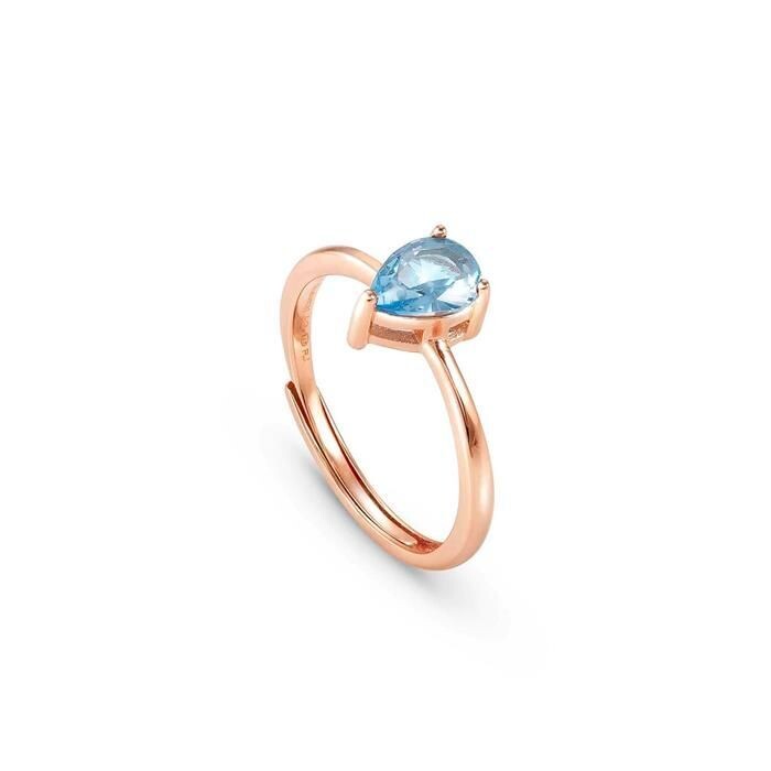 Anillo Nomination Colour Wave Mujer Plata Baño Oro y Circonita Pera Azul