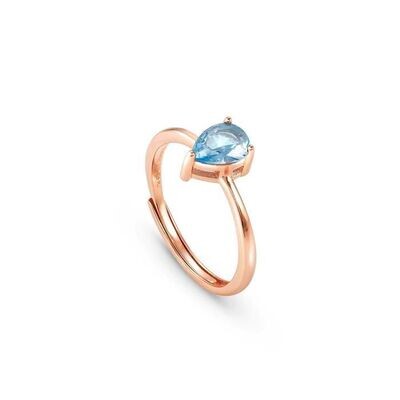 Anillo Nomination Colour Wave Mujer Plata Baño Oro y Circonita Pera Azul