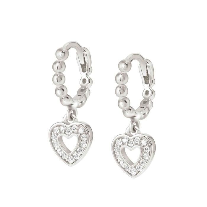Pendientes Nomination Lovecloud Aro Bolitas Plata Baño Rodio y Corazón Circonitas Blancas