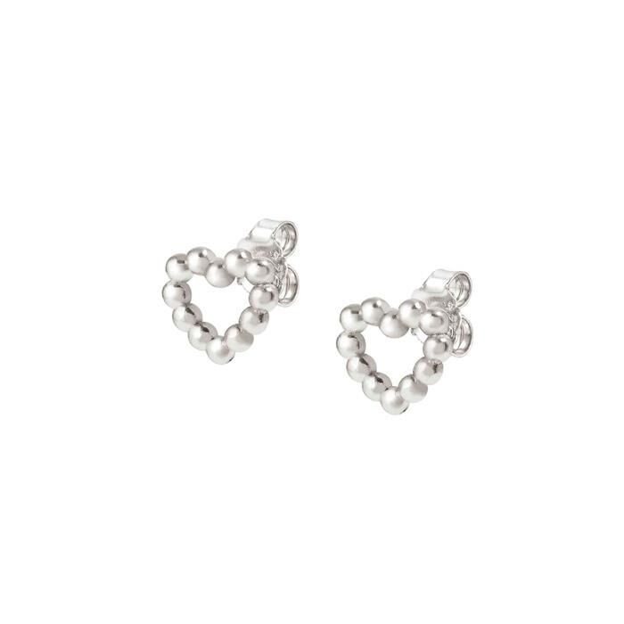 Pendientes Nomination Lovecloud Corazones Bolitas Plata Baño Rodio