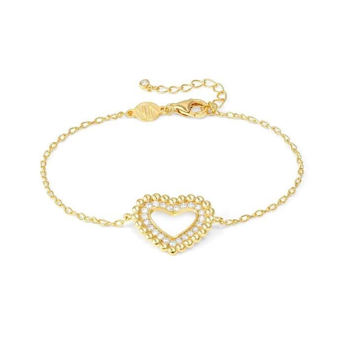 Pulsera Nomination Lovecloud Corazón Bolitas Plata Baño Oro y Circonitas Blancas