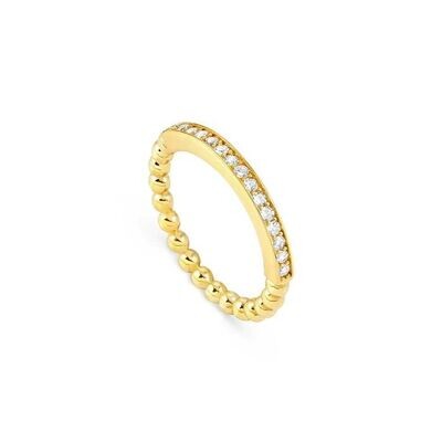 Anillo Nomination Lovecloud Bolitas Plata Baño Oro y Circonitas Blancas
