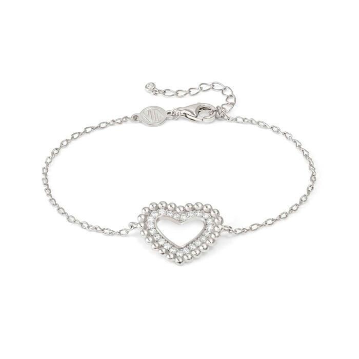 Pulsera Nomination Lovecloud Corazón Bolitas Plata Baño Rodio y Circonitas Blancas