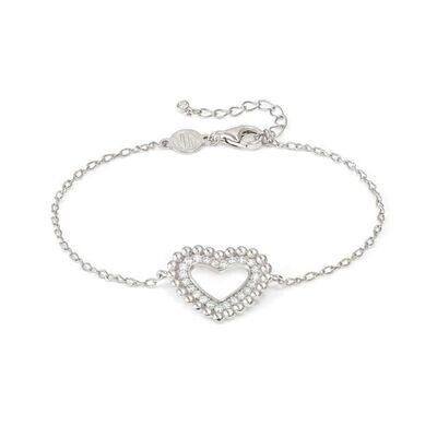 Pulsera Nomination Lovecloud Corazón Bolitas Plata Baño Rodio y Circonitas Blancas