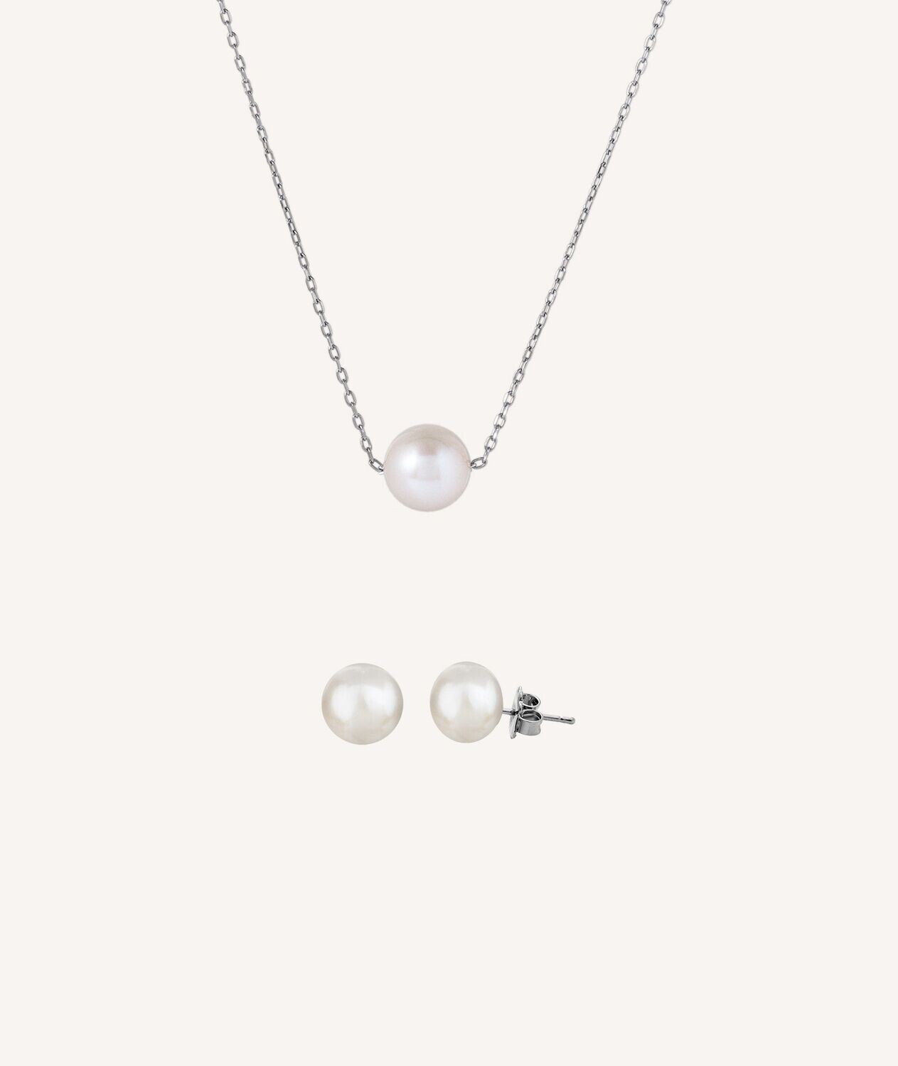 CONJUNTO TIMELESS PENDIETES Y COLGANTE PERLAS