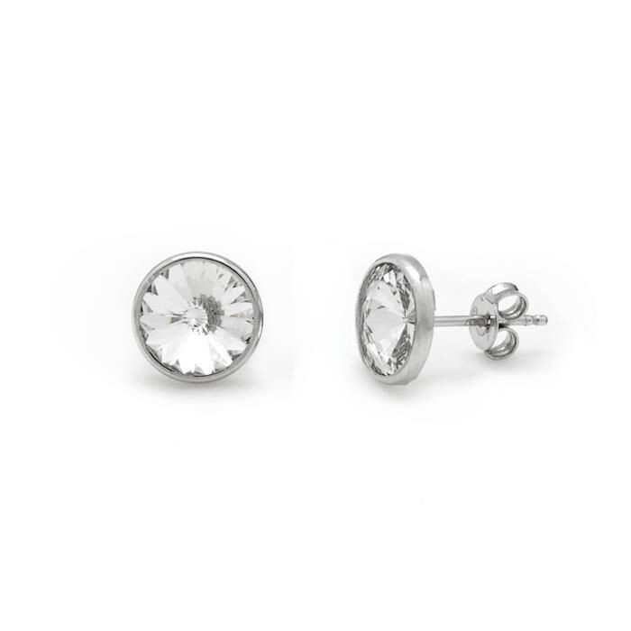 Pendientes botón círculo blanco elaborados en plata