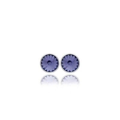 Pendientes botón círculo morado elaborados en plata Pendientes botón círculo morado elaborados en plata