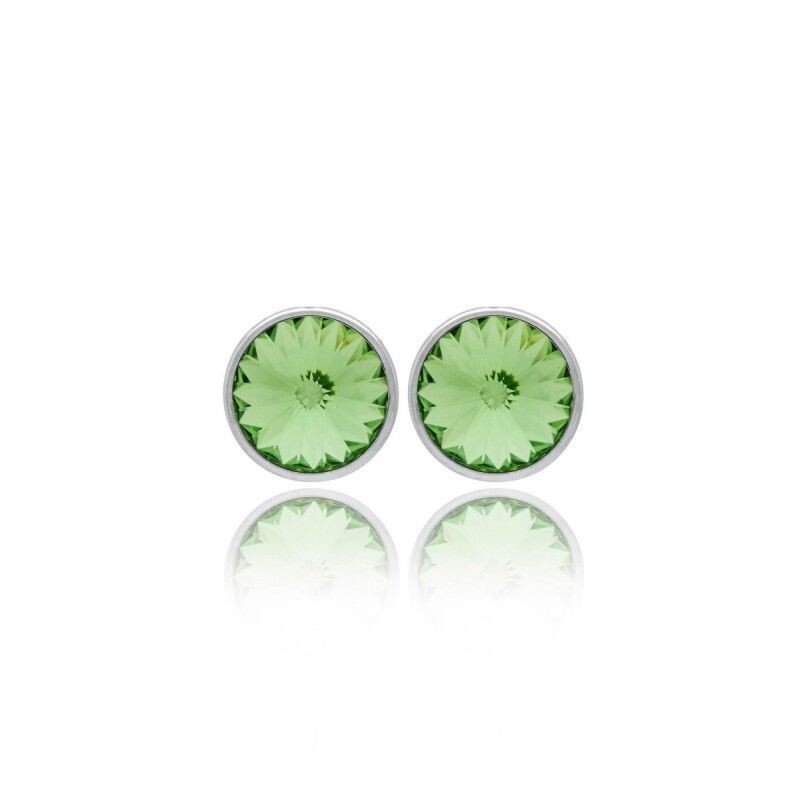 Pendientes botón círculo verde elaborados en plata