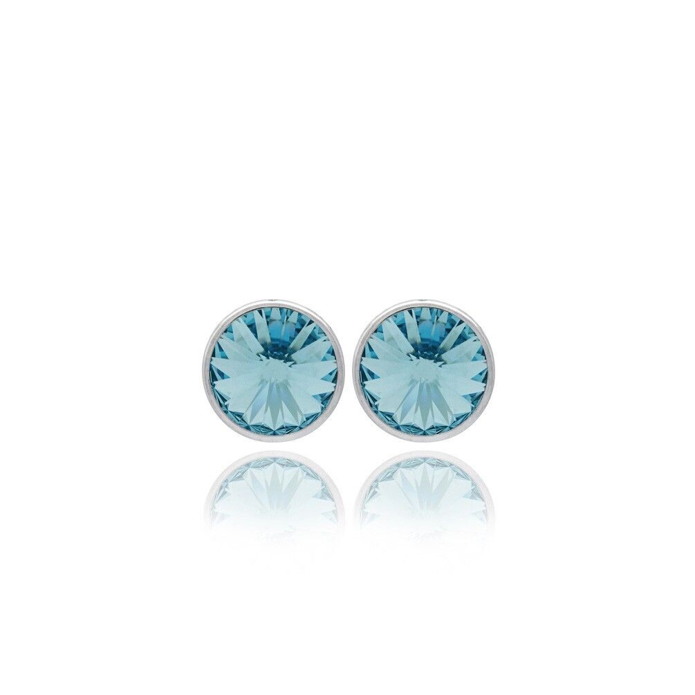 Pendientes botón círculo azul elaborados en plata