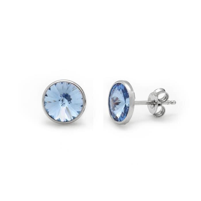 Pendientes botón círculo azul elaborados en plata