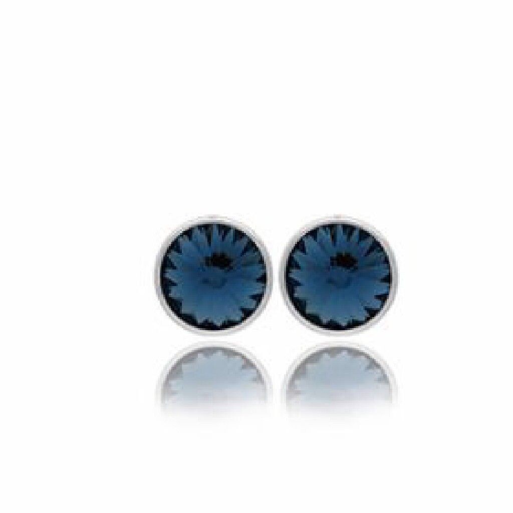 Pendientes botón círculo azul elaborados en plata