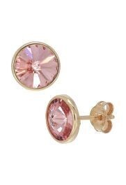 Pendientes botón círculo rosa bañados en oro rosa