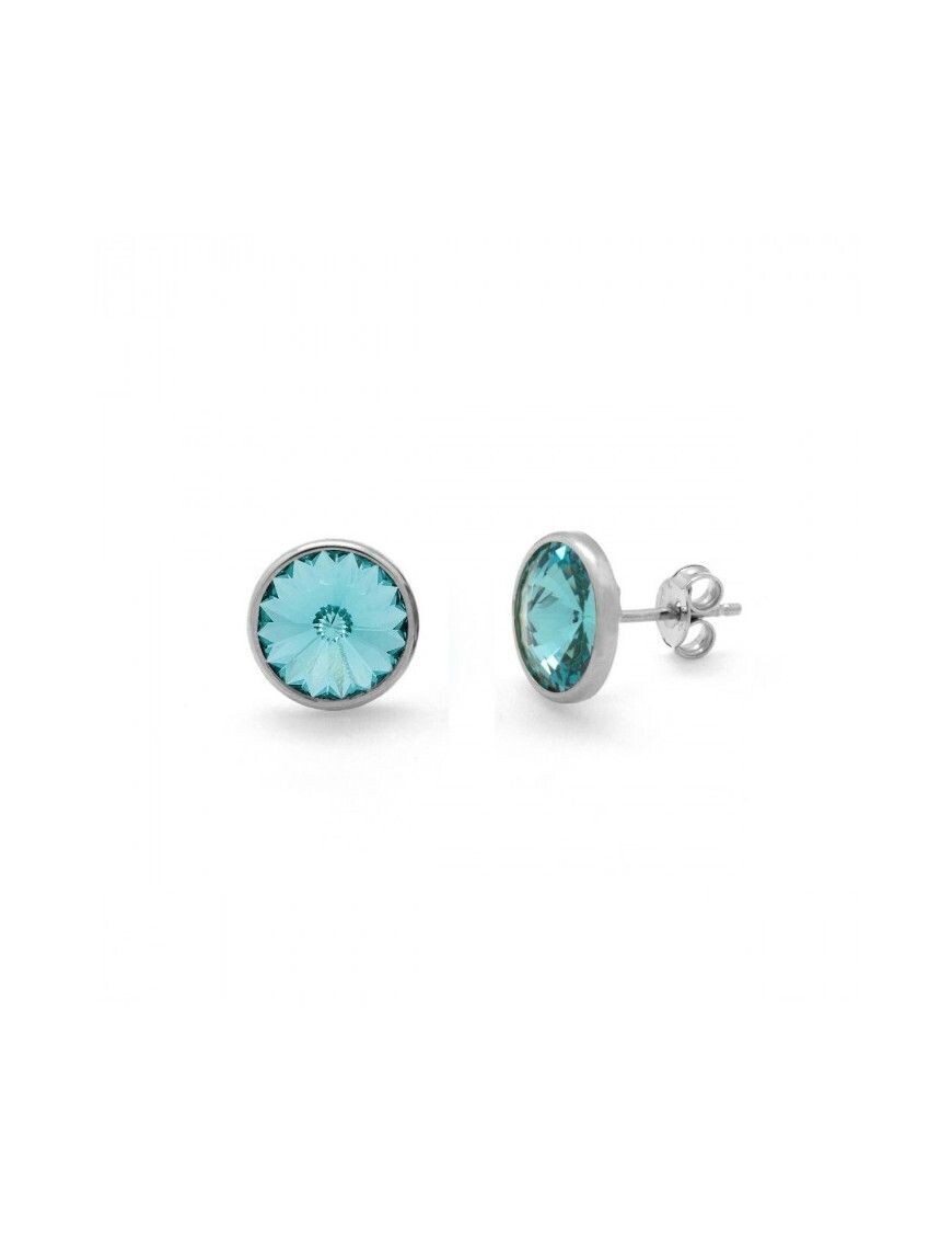 Pendientes botón círculo azul elaborados en plata