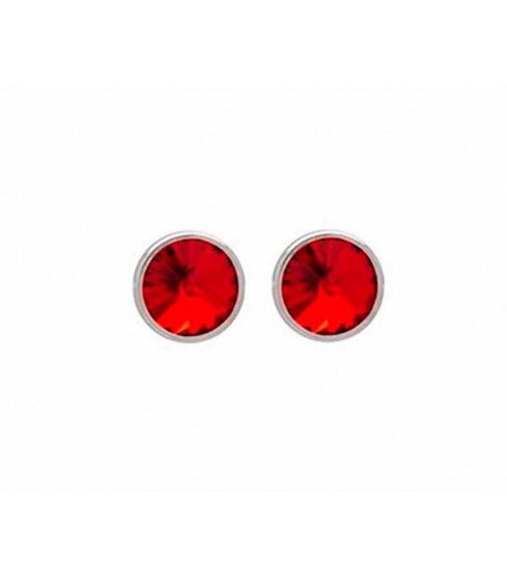 Pendientes botón círculo rojo elaborados en plata