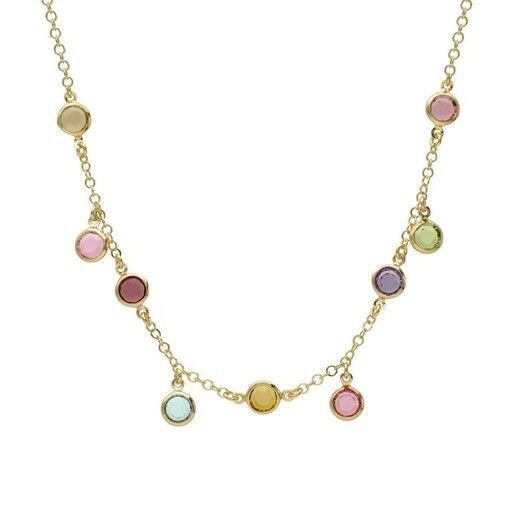 Collar corto círculo multicolor bañado en oro