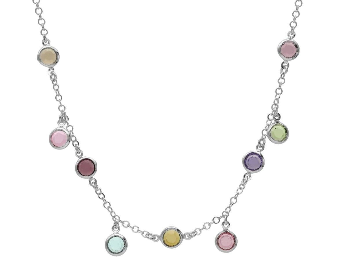 Collar corto círculo multicolor elaborado en plata