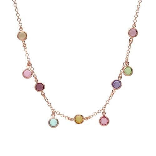 Collar corto círculo multicolor bañado en oro rosa
