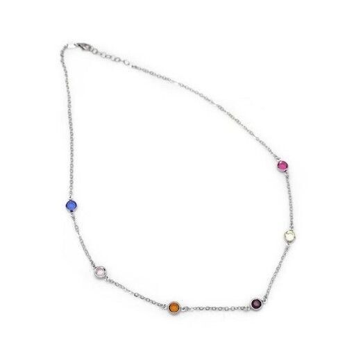 Collar corto círculo multicolor elaborado en plata