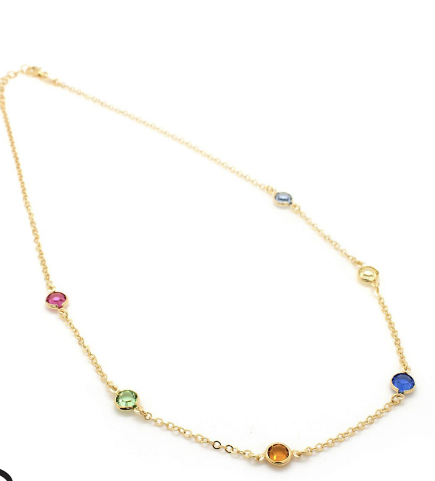 Collar corto círculo multicolor bañado en oro