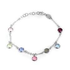 Pulsera ajustable cristales multicolor elaborada en plata