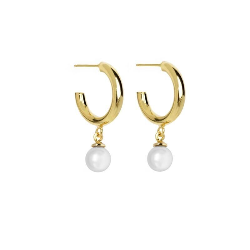 Pendientes aro perla bañados en oro