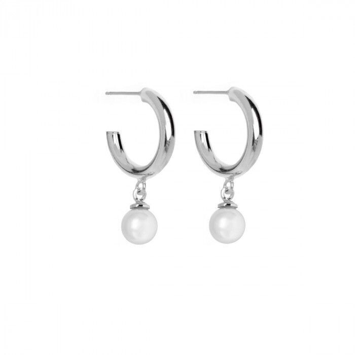 Pendientes aro perla elaborados en plata