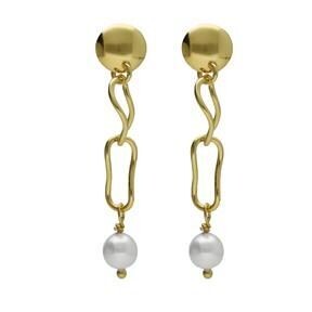 Pendientes largos perla bañados en oro