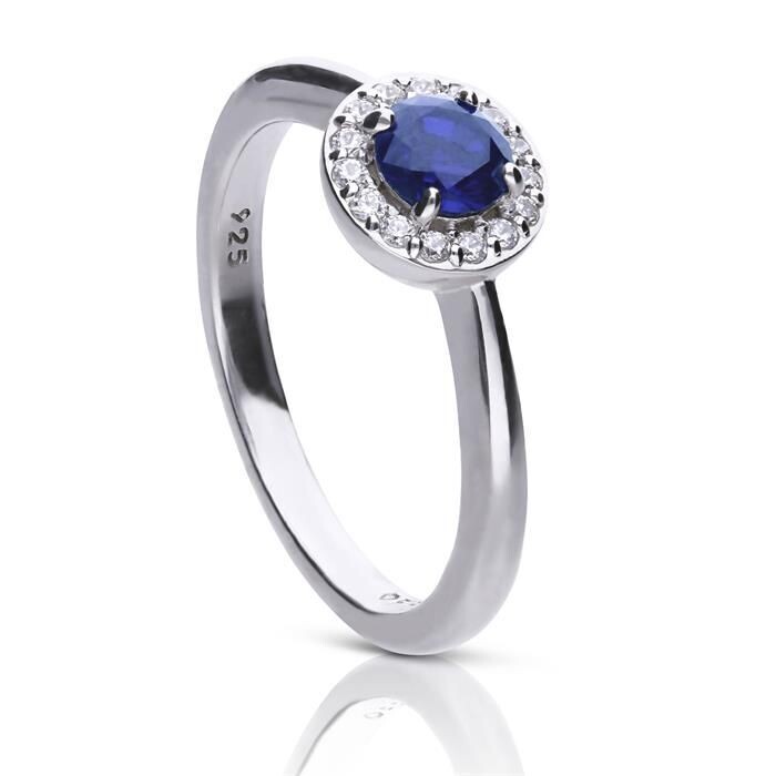 Anillo Diamonfire Royal Colour Plata Tiple Baño y Circonitas blancas y Azul