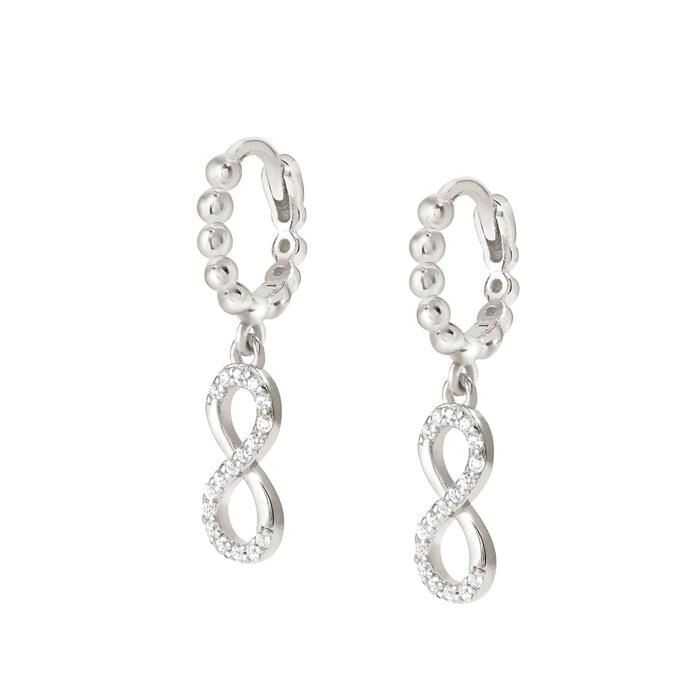 Pendientes Nomination Lovecloud Aro Bolitas Plata Baño Rodio e Infinito Circonitas Blancas
